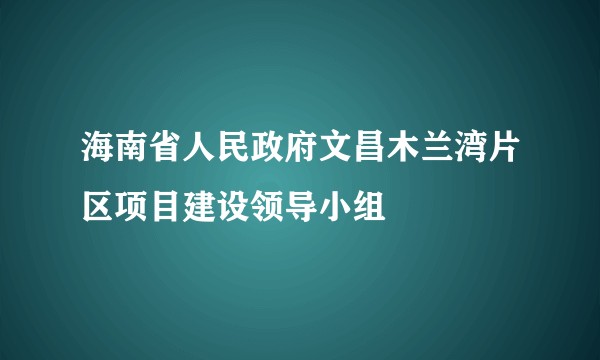 海南省人民政府文昌木兰湾片区项目建设领导小组