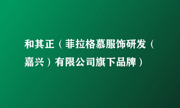 和其正（菲拉格慕服饰研发（嘉兴）有限公司旗下品牌）