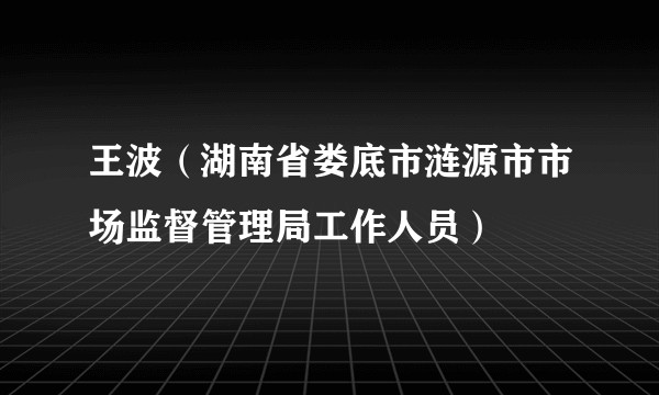 王波（湖南省娄底市涟源市市场监督管理局工作人员）
