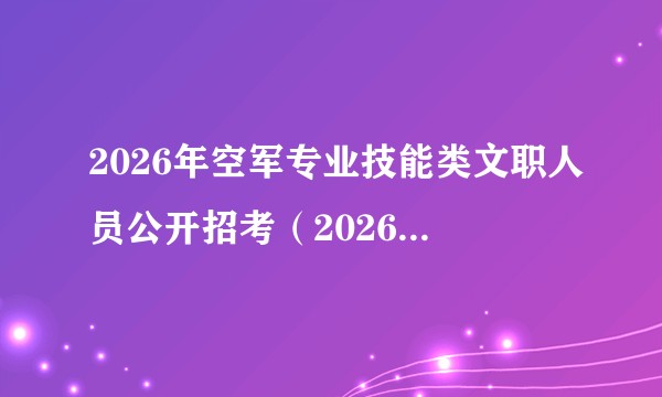 2026年空军专业技能类文职人员公开招考（2026年南部空军专业技能类文职人员公开招考事件）