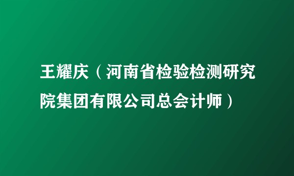 王耀庆（河南省检验检测研究院集团有限公司总会计师）