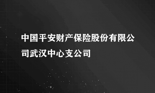 中国平安财产保险股份有限公司武汉中心支公司