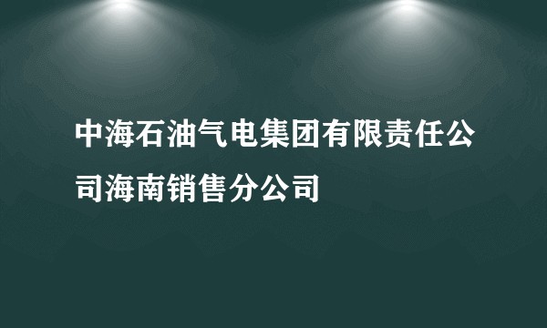 中海石油气电集团有限责任公司海南销售分公司