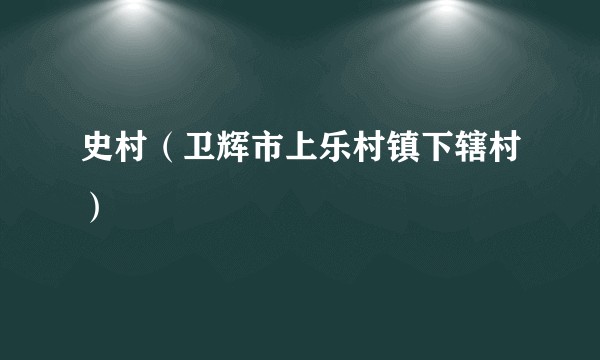 史村（卫辉市上乐村镇下辖村）