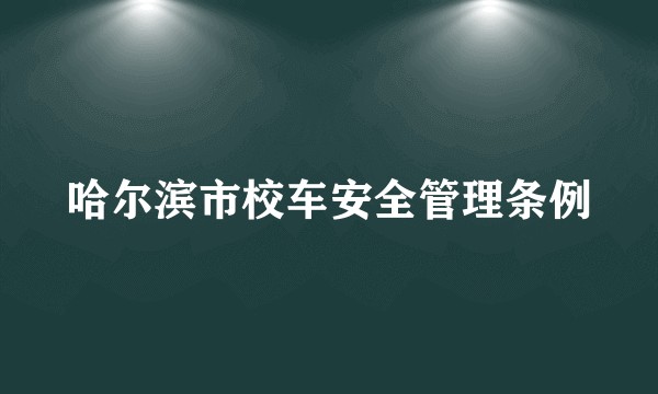哈尔滨市校车安全管理条例