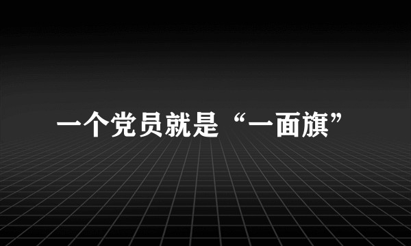 一个党员就是“一面旗”
