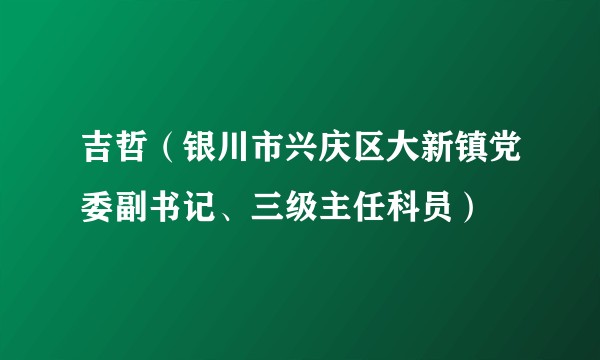 吉哲（银川市兴庆区大新镇党委副书记、三级主任科员）