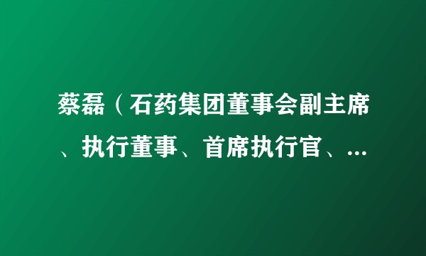蔡磊（石药集团董事会副主席、执行董事、首席执行官、执行总裁，石药创新非执行董事）