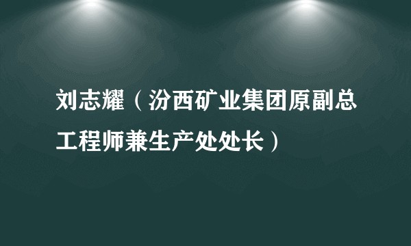 刘志耀（汾西矿业集团原副总工程师兼生产处处长）