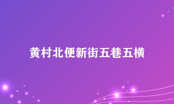 黄村北便新街五巷五横