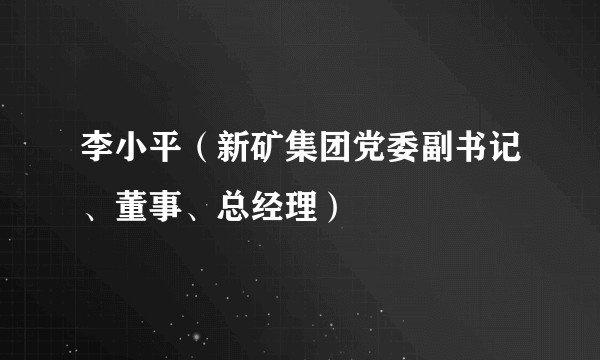 李小平（新矿集团党委副书记、董事、总经理）