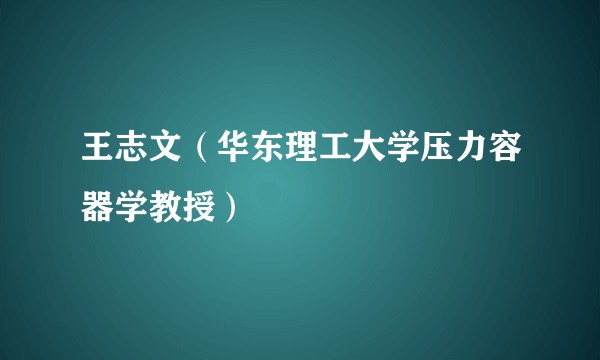 王志文（华东理工大学压力容器学教授）