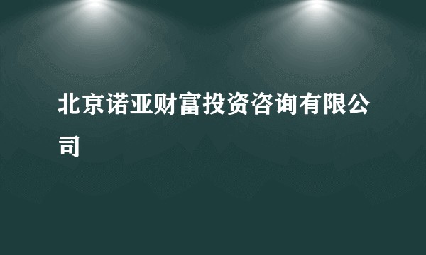 北京诺亚财富投资咨询有限公司