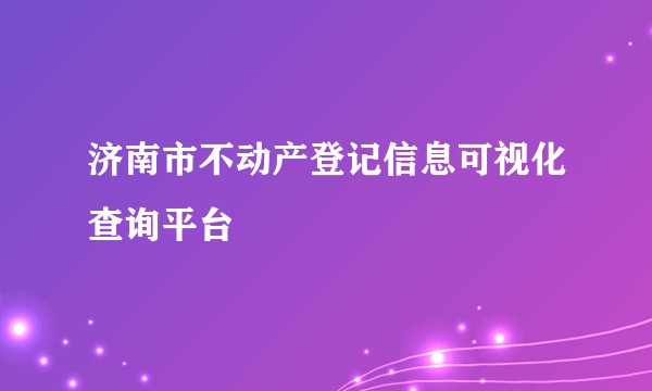 济南市不动产登记信息可视化查询平台