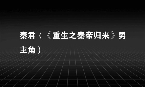 秦君（《重生之秦帝归来》男主角）