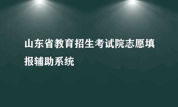 山东省教育招生考试院志愿填报辅助系统