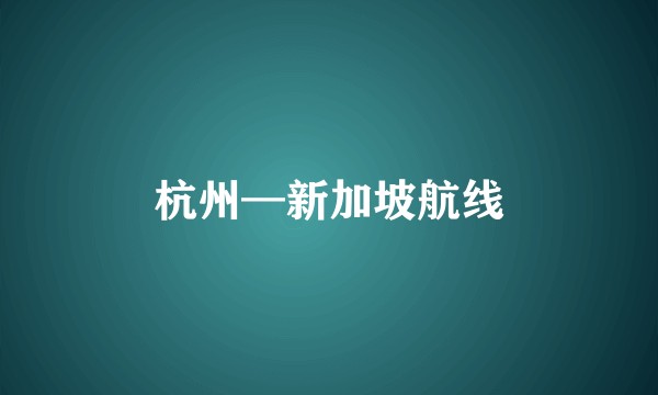 杭州—新加坡航线