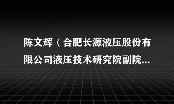 陈文辉(合肥长源液压股份有限公司液压技术研究院副院长、总工程师)