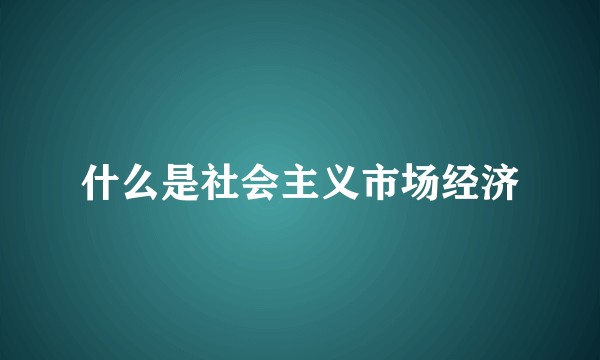 什么是社会主义市场经济