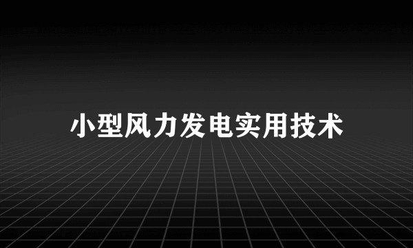 小型风力发电实用技术