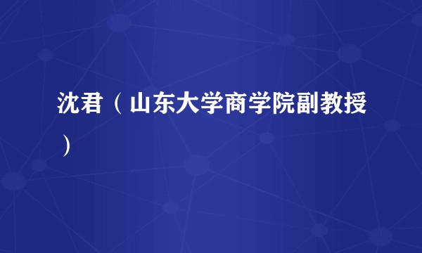 沈君(山东大学商学院副教授)