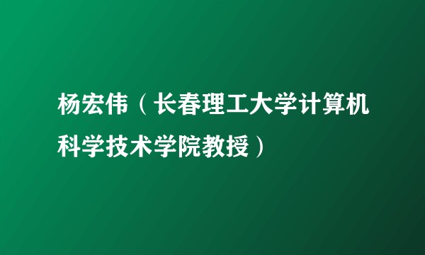 杨宏伟（长春理工大学计算机科学技术学院教授）