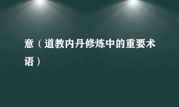 意（道教内丹修炼中的重要术语）