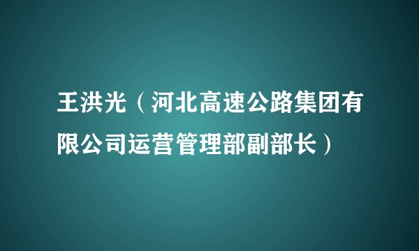 王洪光（河北高速公路集团有限公司运营管理部副部长）