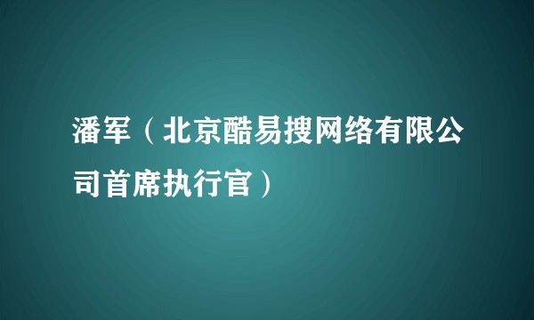 潘军（北京酷易搜网络有限公司首席执行官）