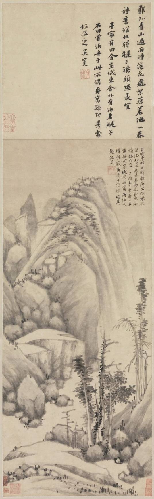 明沈周雨夜幽寂图