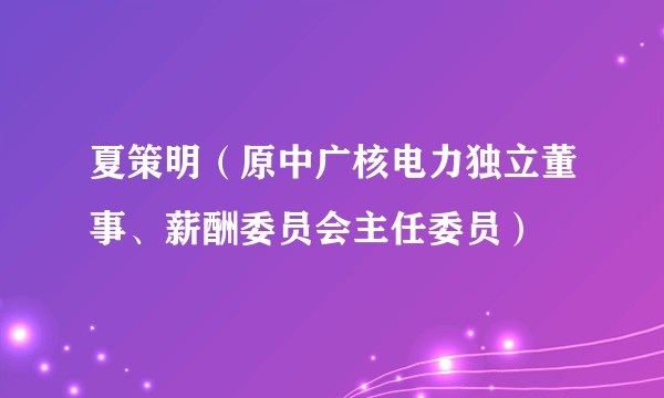 夏策明（原中广核电力独立董事、薪酬委员会主任委员）