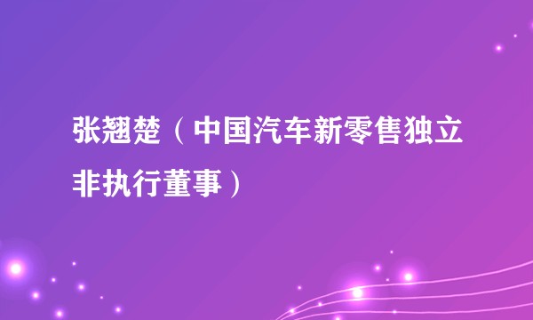 张翘楚（中国汽车新零售独立非执行董事）