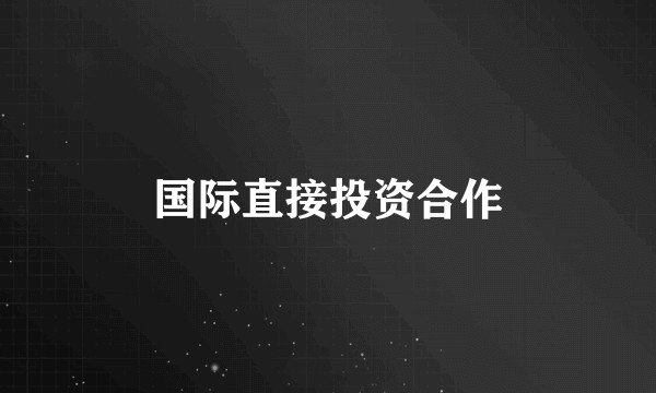 国际直接投资合作