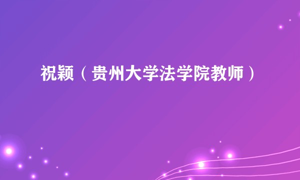 祝颖（贵州大学法学院教师）