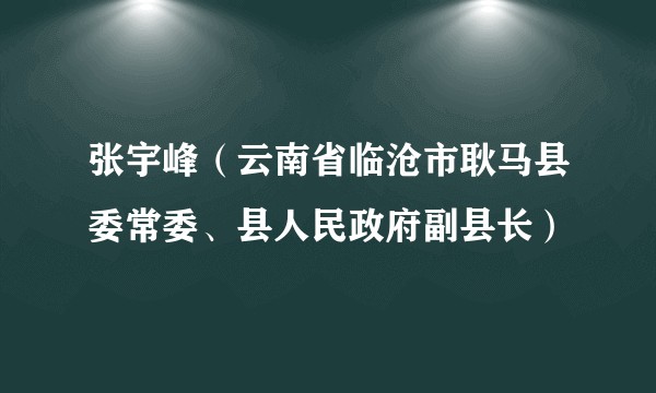 张宇峰（云南省临沧市耿马县委常委、县人民政府副县长）
