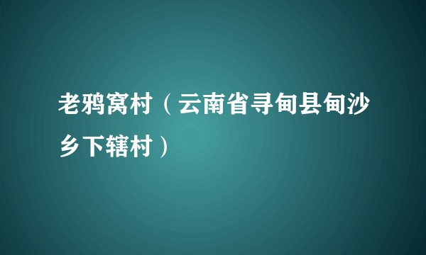 老鸦窝村（云南省寻甸县甸沙乡下辖村）
