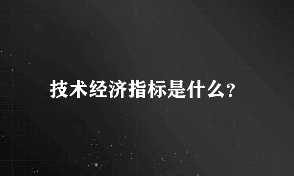 技术经济指标是什么？