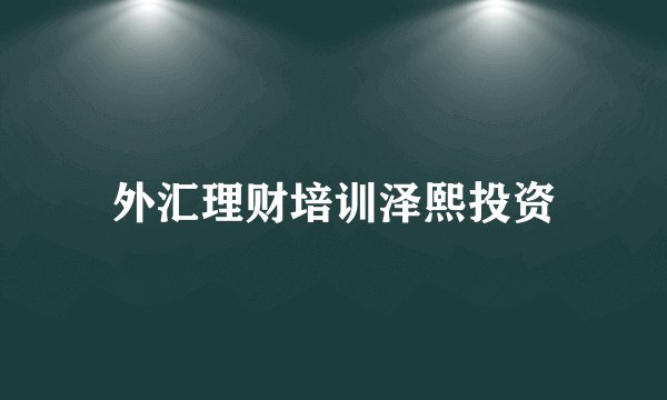 外汇理财培训泽熙投资