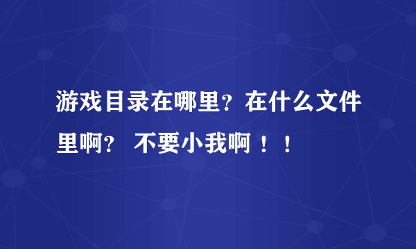 游戏目录在哪里？在什么文件里啊？ 不要小我啊 ！！