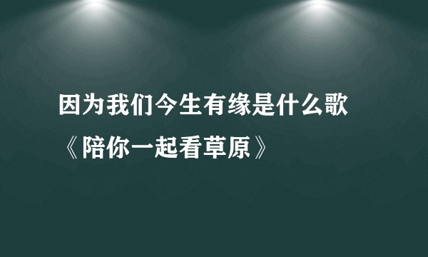 因为我们今生有缘是什么歌 《陪你一起看草原》