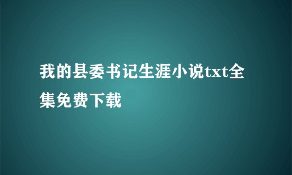 我的县委书记生涯小说txt全集免费下载