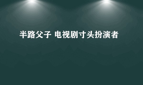 半路父子 电视剧寸头扮演者