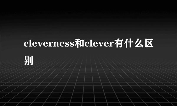cleverness和clever有什么区别