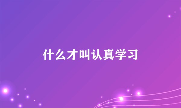 什么才叫认真学习