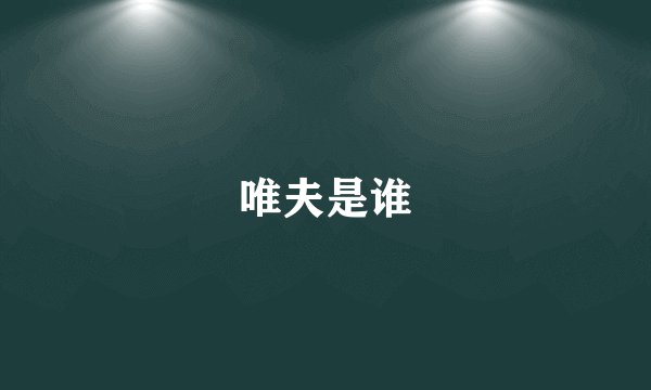 唯夫是谁