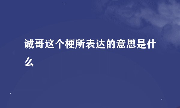 诚哥这个梗所表达的意思是什么