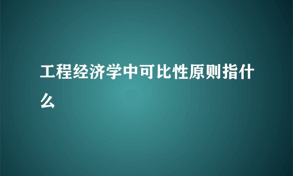 工程经济学中可比性原则指什么
