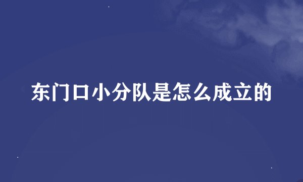 东门口小分队是怎么成立的