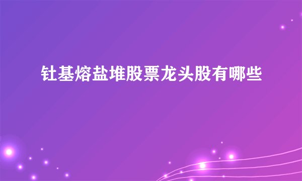 钍基熔盐堆股票龙头股有哪些
