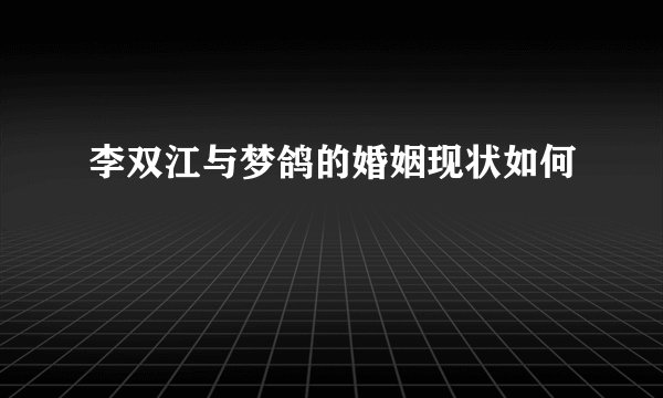 李双江与梦鸽的婚姻现状如何